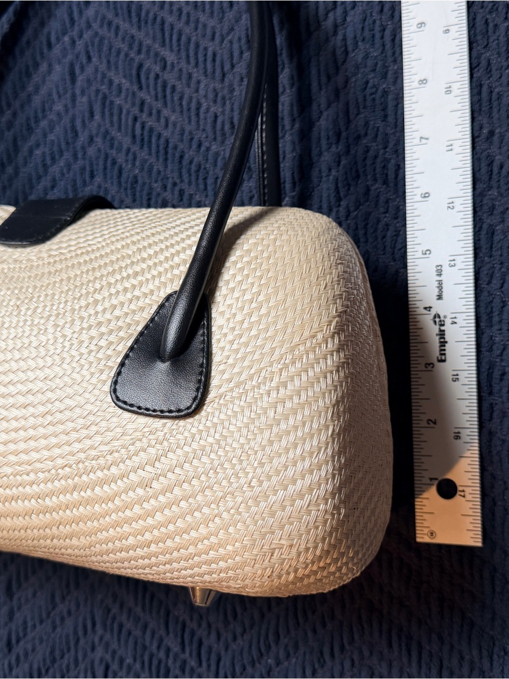 Vintage Le Sac Handmade Buntal Straw Barrel Bag Black Leather Trim Philippines - Picture 10 of 10